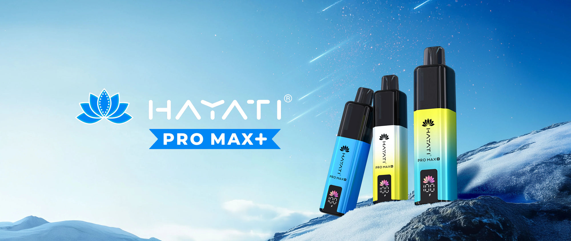 Three electronic devices with 'HAYATI' branding on a snowy mountain background