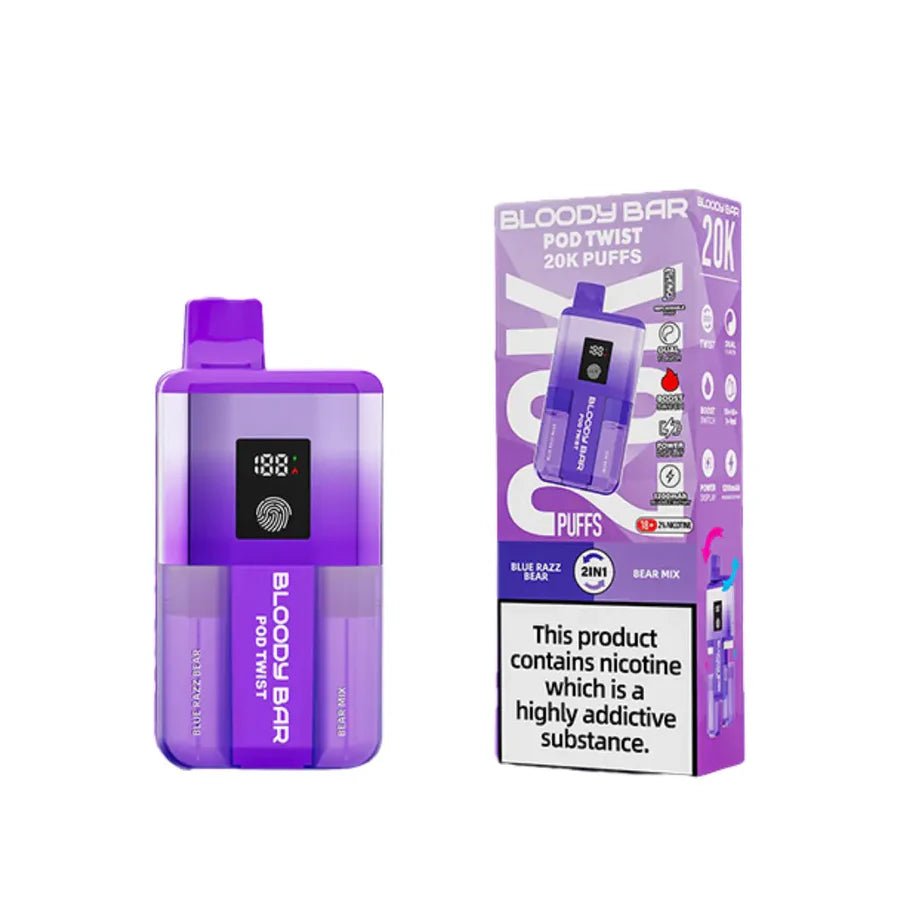 Bloody Bar Ultra Twist 20K Prefilled Pod Kit - Blue Razz Bear/ Bear Mix-Planet Puff