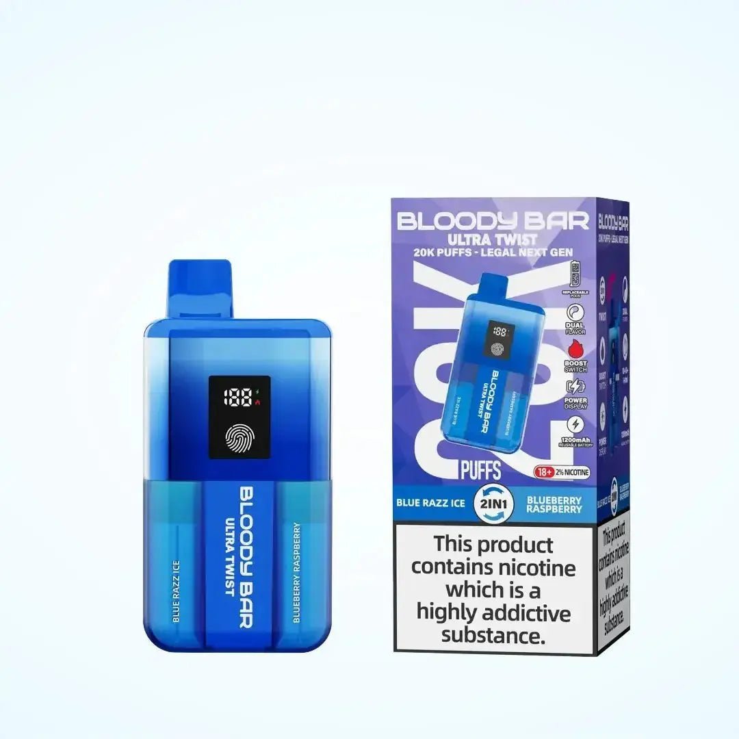 Bloody Bar Ultra Twist 20K Prefilled Pod Kit - Blue Razz Ice/ Blueberry Raspberry-Planet Puff