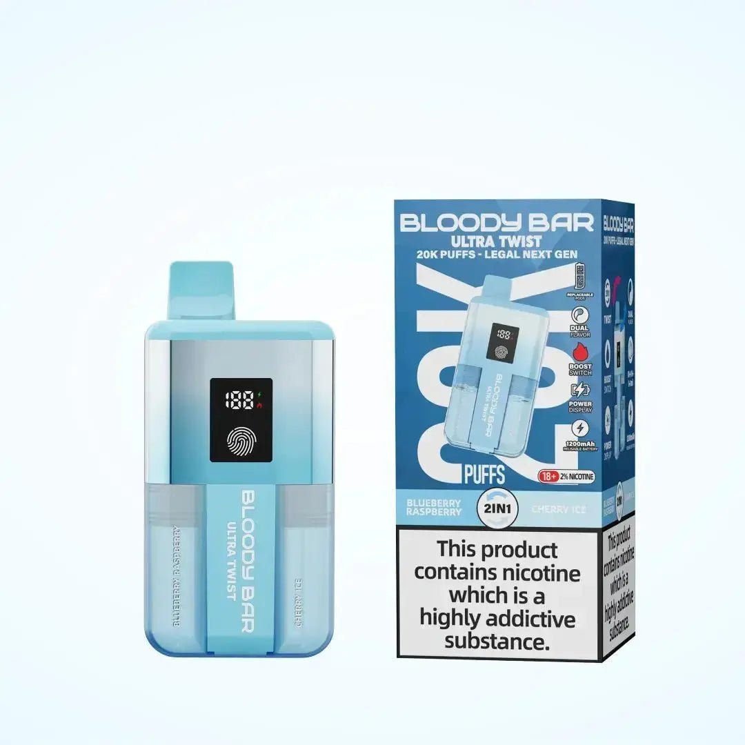 Bloody Bar Ultra Twist 20K Prefilled Pod Kit - Blueberry Raspberry/ Cherry Ice-Planet Puff