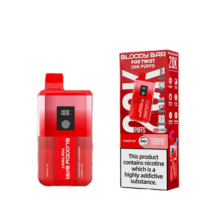 Bloody Bar Ultra Twist 20K Prefilled Pod Kit - Cherry Ice/ Strawberry Raspberry Cherry Ice-Planet Puff