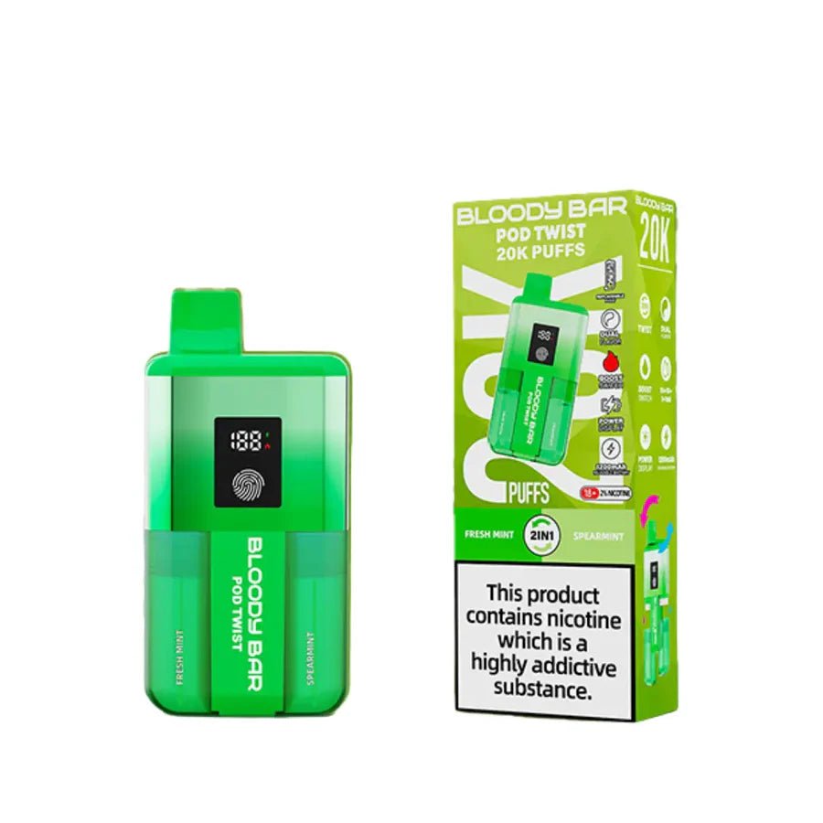 Bloody Bar Ultra Twist 20K Prefilled Pod Kit - Fresh Mint/ Spearmint-Planet Puff