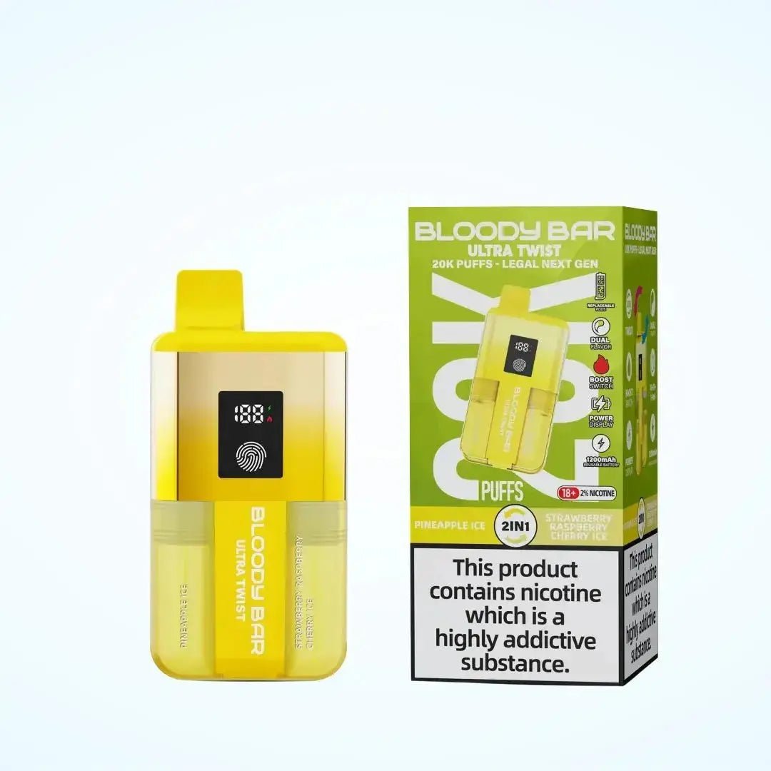 Bloody Bar Ultra Twist 20K Prefilled Pod Kit - Pineapple Ice/ Strawberry Raspberry Cherry-Planet Puff