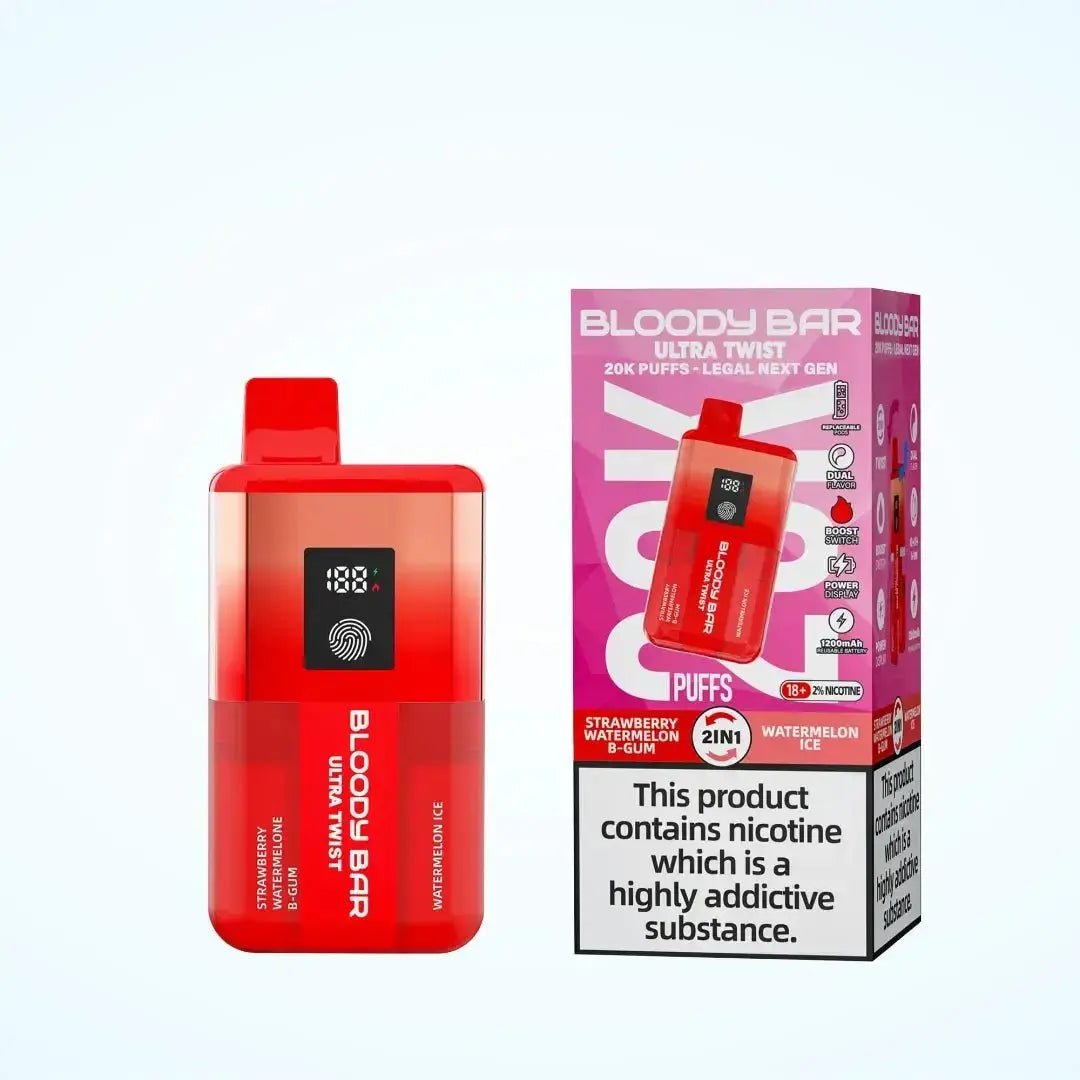 Bloody Bar Ultra Twist 20K Prefilled Pod Kit - Strawberry Watermelon Bubblegum/ Watermelon Ice-Planet Puff
