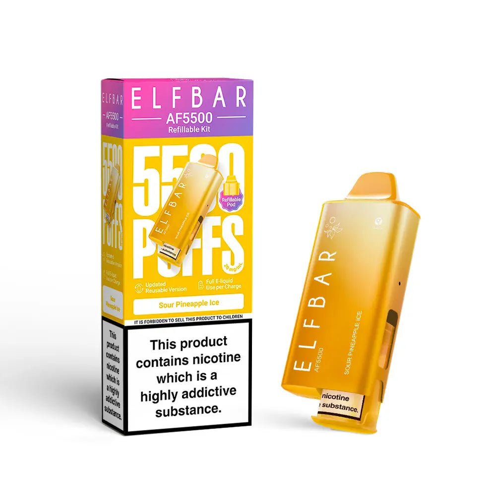 Elf Bar AF5500 Prefilled Vape Kit - Sour Pineapple Ice-Planet Puff
