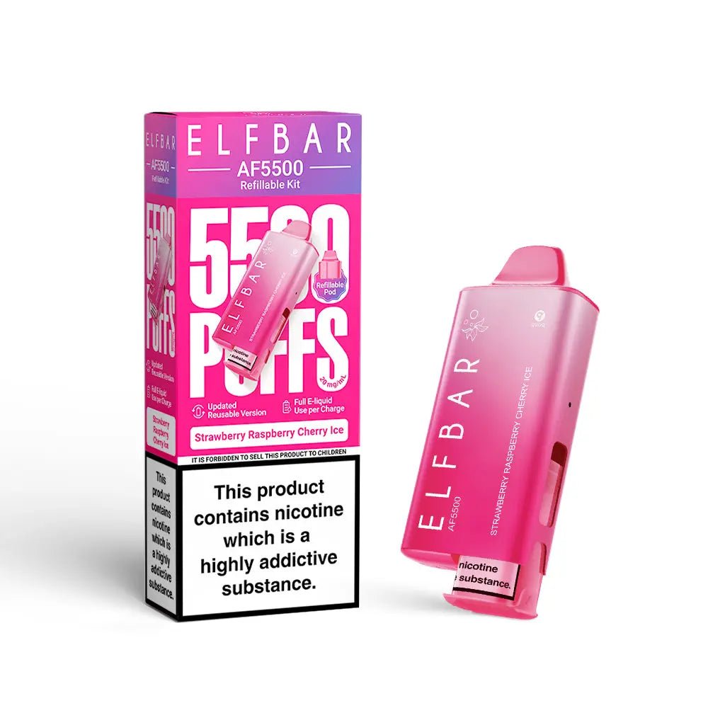 Elf Bar AF5500 Prefilled Vape Kit - Strawberry Raspberry Cherry Ice-Planet Puff