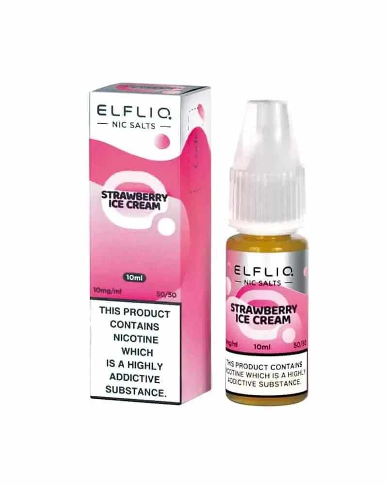 ELFLIQ Nic Salts 10ml | Vape Juice -Strawberry Ice Cream/Strawberry Snoow-Planet Puff
