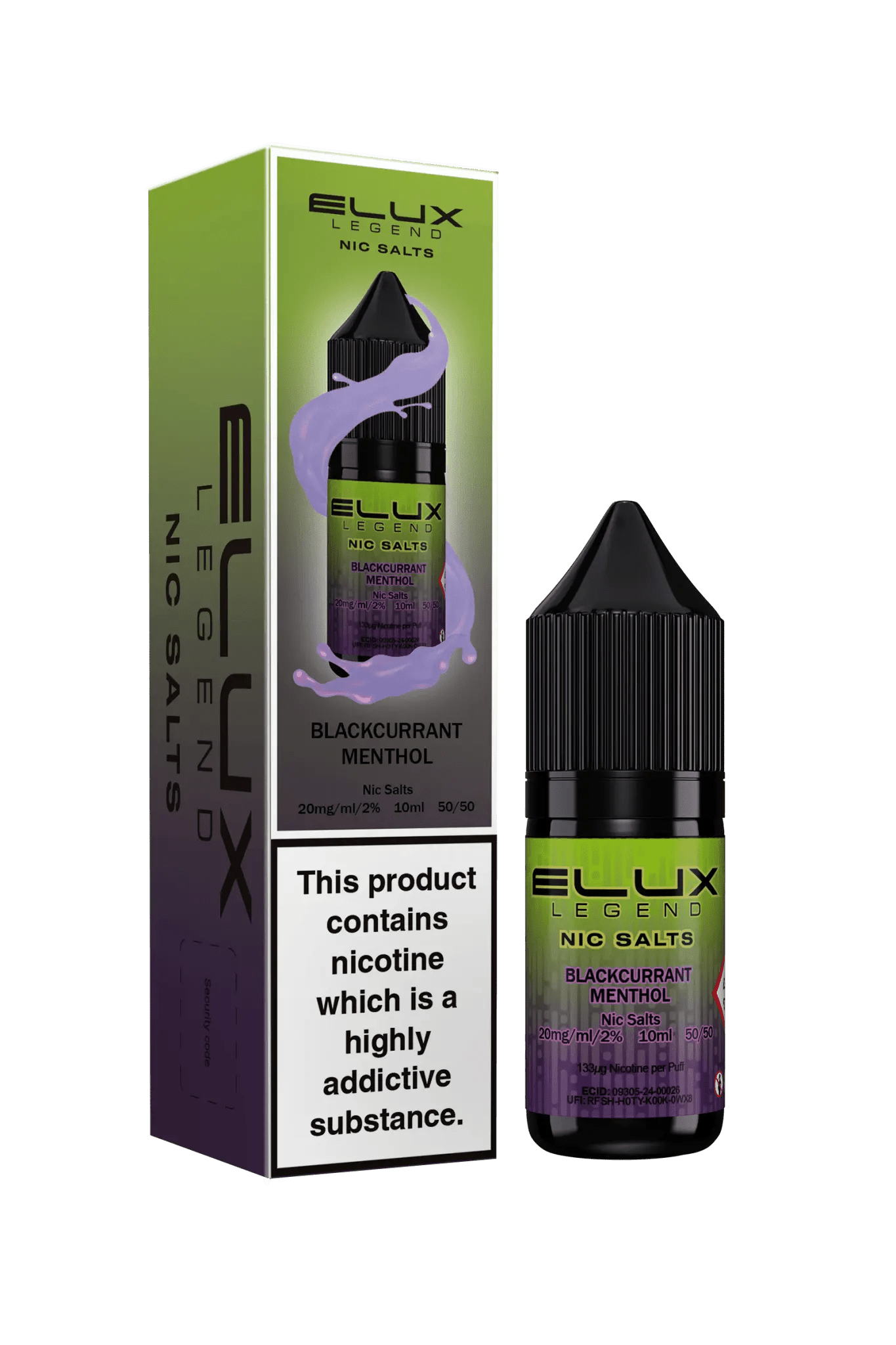 Elux Eliquid Nic Salts 10ml (Pack of 10) | Elux Vape Juice - 10mg-Blackcurrant Menthol-Planet Puff