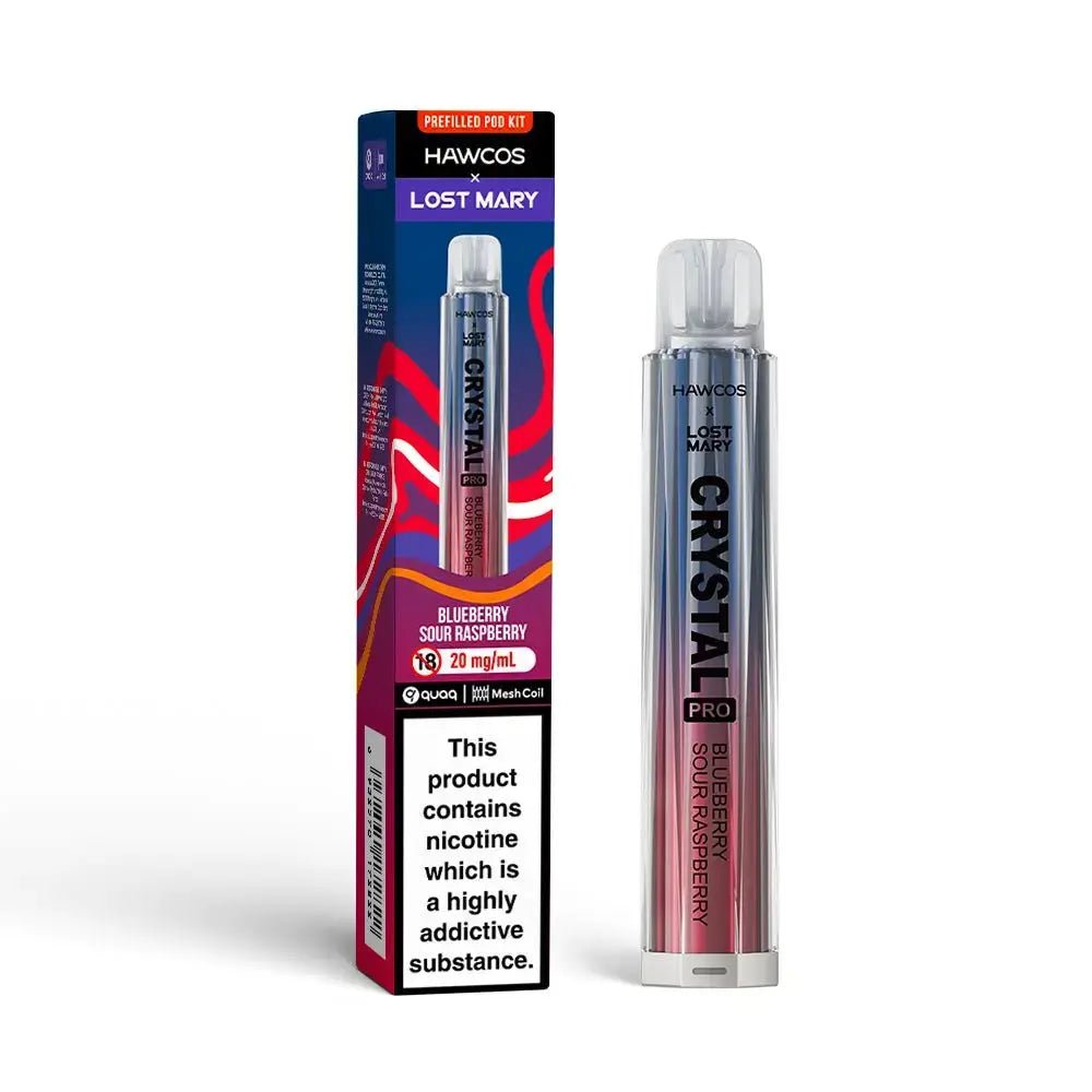 Hawcos x Lost Mary Crystal Pro Pod Kit - (Pack of 10) -Blueberry Sour Raspberry -Planet Puff