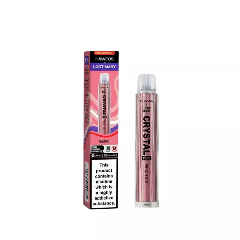 Hawcos x Lost Mary Crystal Pro Pod Kit - (Pack of 10) -Peach Ice -Planet Puff