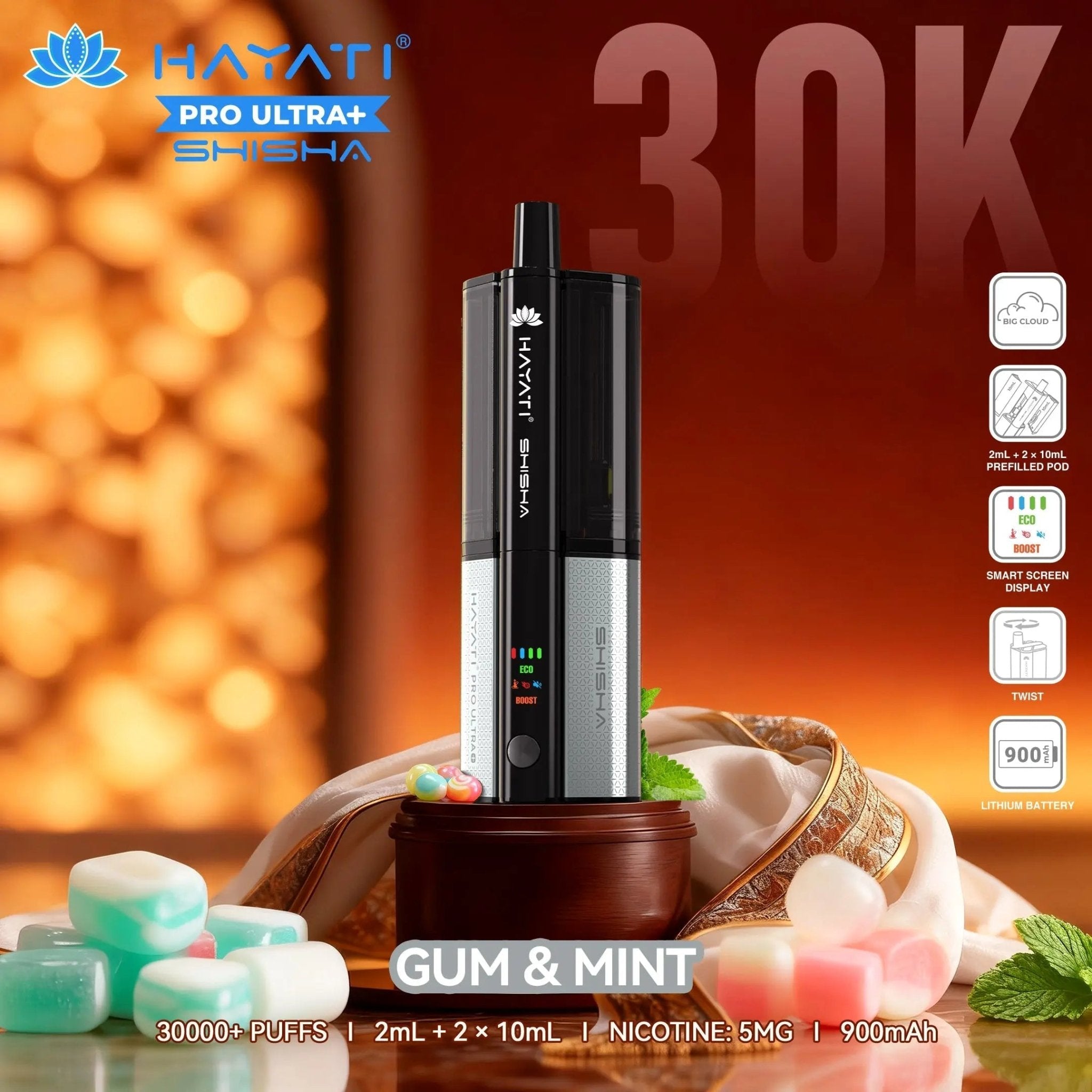Hayati Shisha 30K Pro Ultra Plus 30000 Puff Pod Kit - Grape Mint-Planet Puff