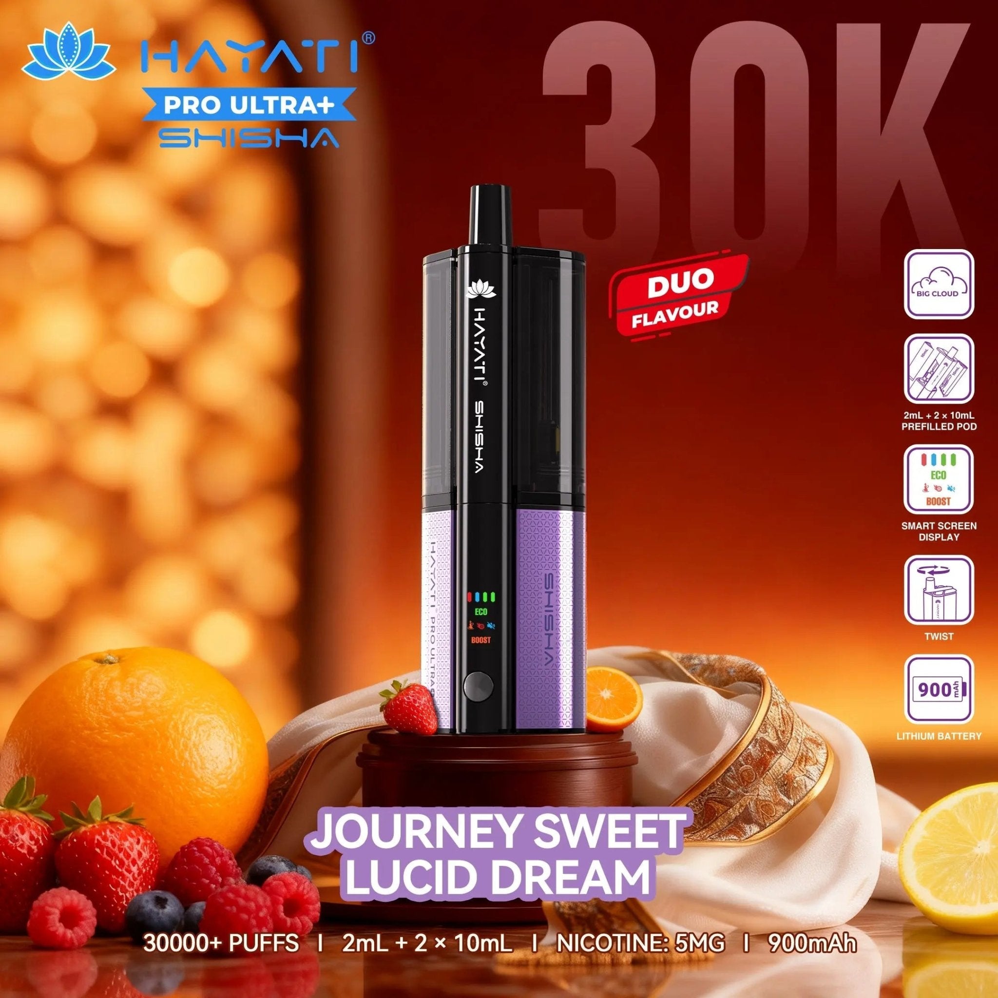 Hayati Shisha 30K Pro Ultra Plus 30000 Puff Pod Kit - Journey Sweet – Lucid Dream-Planet Puff