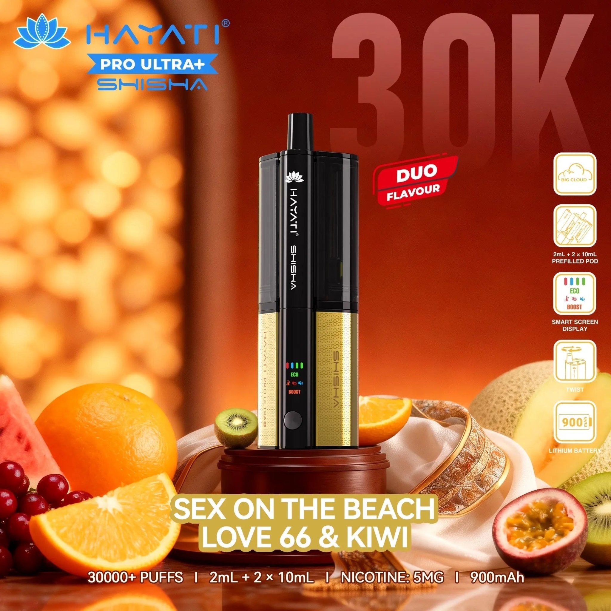 Hayati Shisha 30K Pro Ultra Plus 30000 Puff Pod Kit - Sex On The Beach – Love 66 & Kiwi-Planet Puff