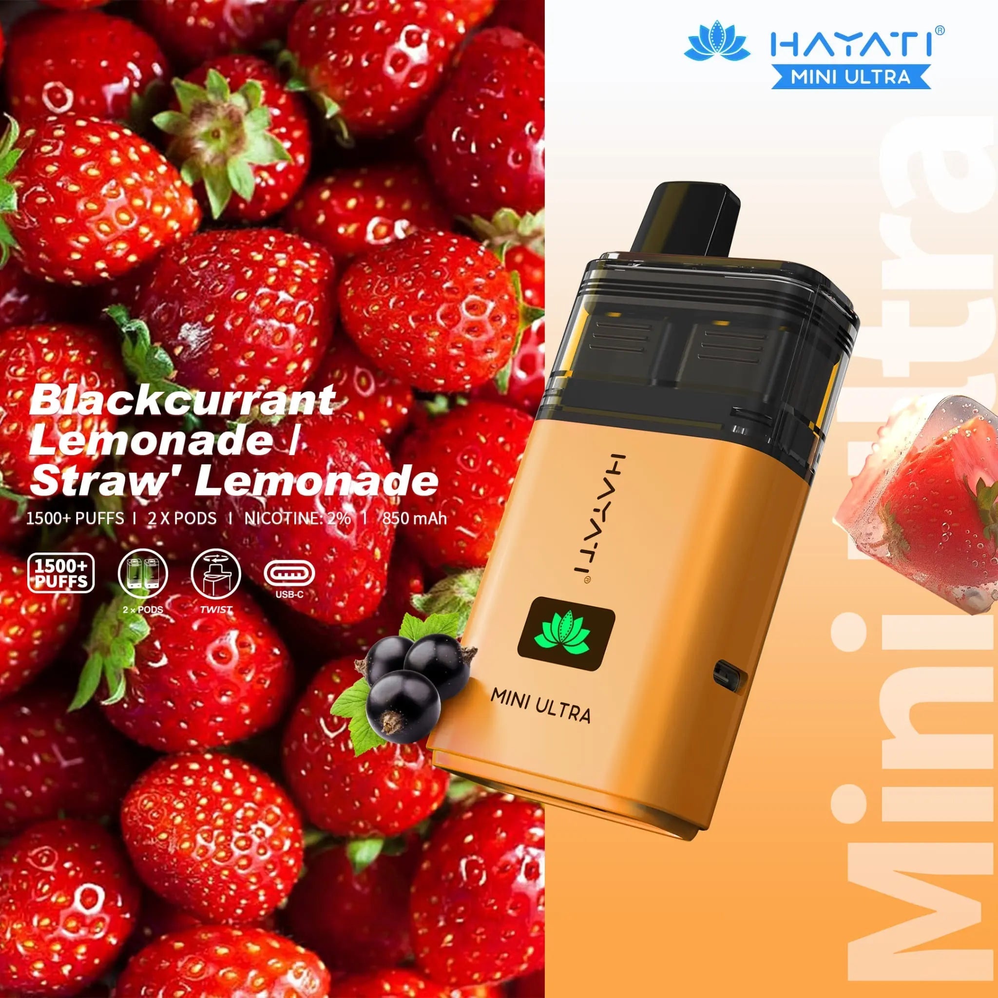 Hayati Mini Ultra 1500 Prefilled Vape Kit -Blue Razz Cherry-Planet Puff