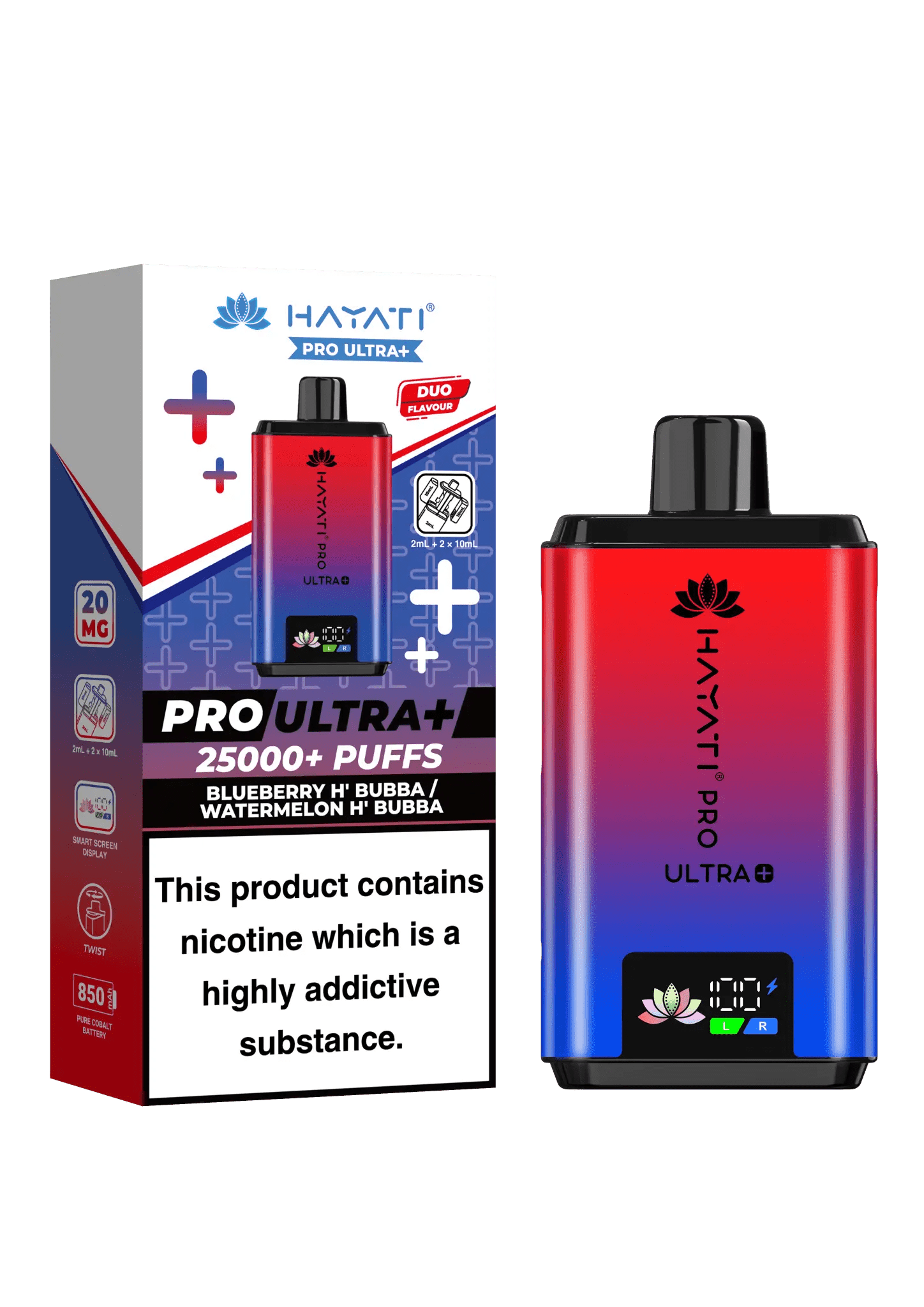 Hayati Pro Ultra Plus 25k Vape Kit -Blueberry H’Bubba/ Watermelon H’ Bubba-Planet Puff