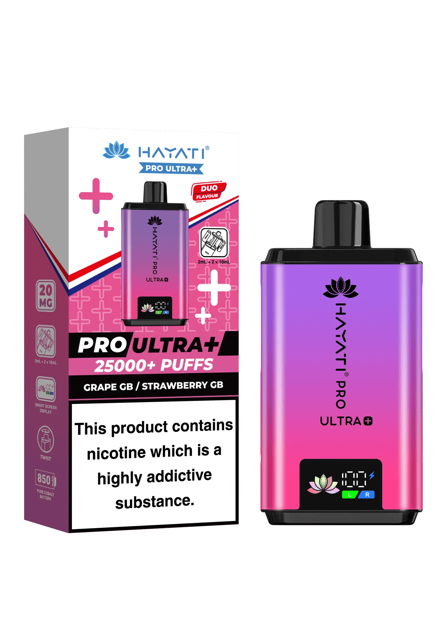 Hayati Pro Ultra Plus 25k Vape Kit -Grape GB/ Strawberry GB-Planet Puff