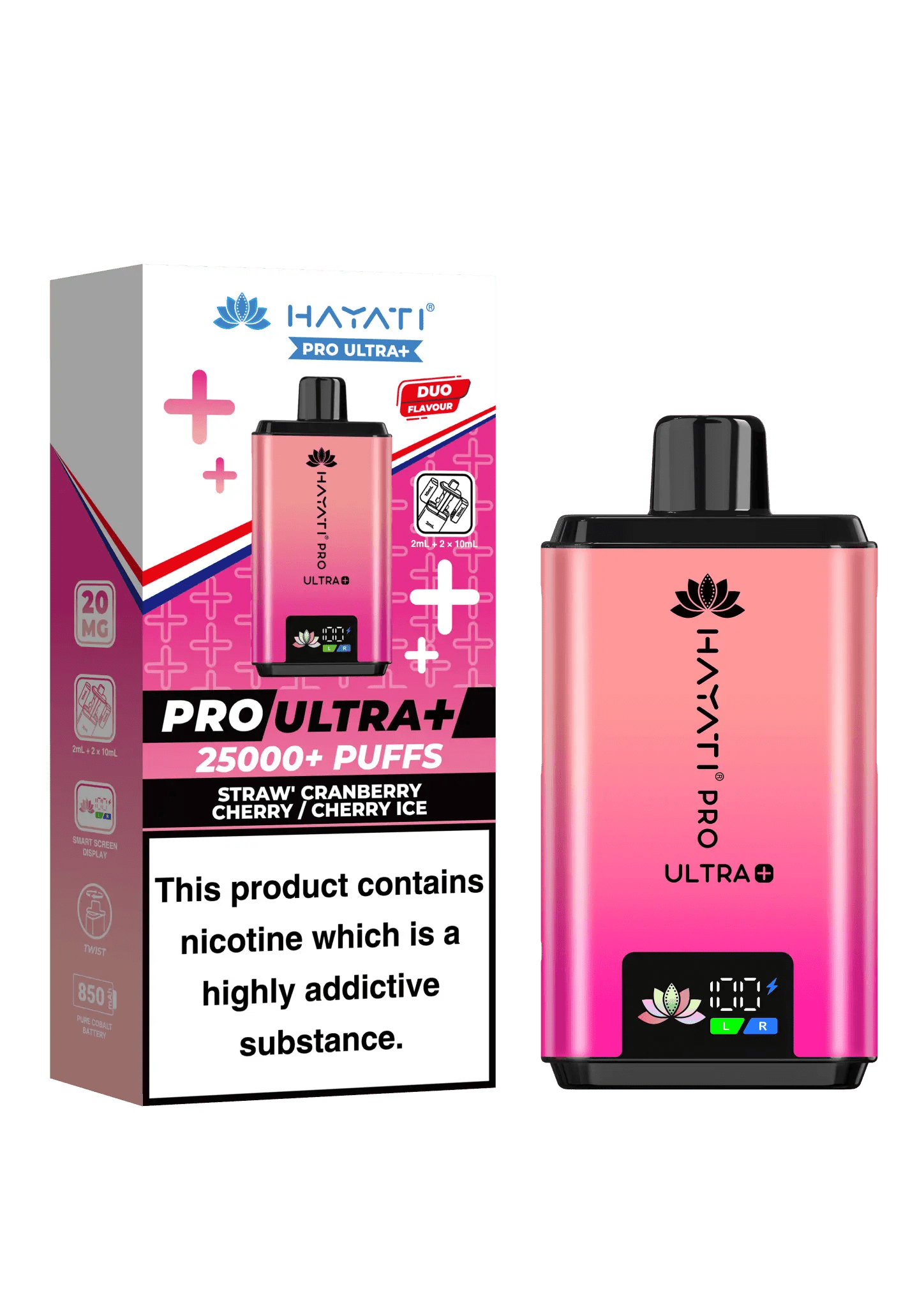 Hayati Pro Ultra Plus 25k Vape Kit -Straw Cranberry Cherry/ Cherry Ice-Planet Puff