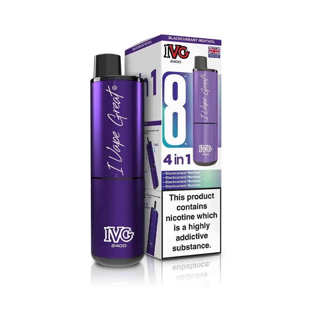 IVG 2400 Prefilled Vape Kit (5 Pack) -Blackcurrant Menthol-Planet Puff