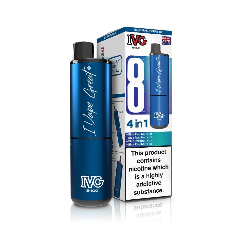 IVG 2400 Prefilled Vape Kit (5 Pack) -Blue Raspberry Ice-Planet Puff