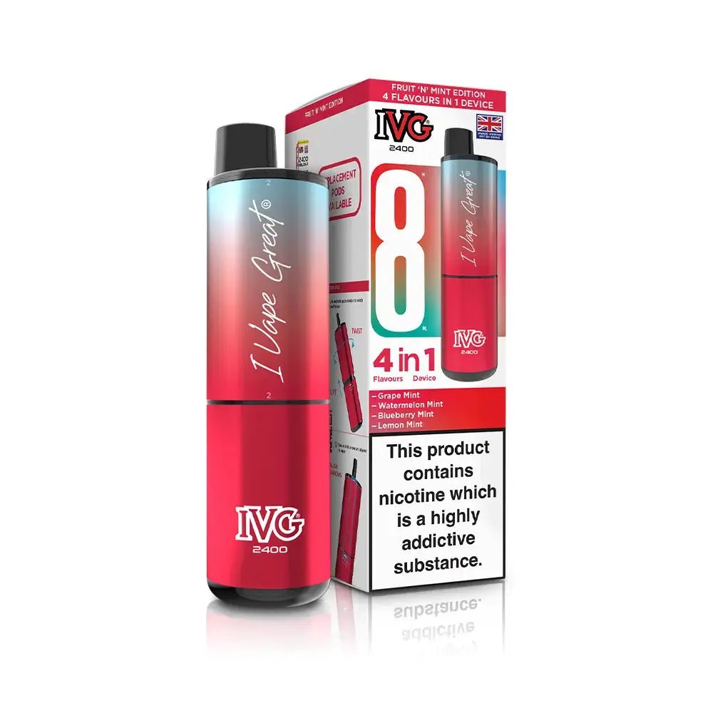 IVG 2400 Prefilled Vape Kit (5 Pack) -Fruit n Mint Edition-Planet Puff