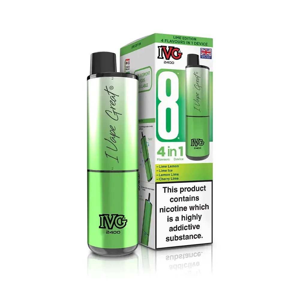 IVG 2400 Prefilled Vape Kit (5 Pack) -Lime Edition-Planet Puff