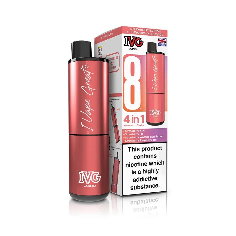 IVG 2400 Prefilled Vape Kit (5 Pack) -Strawberry Edition-Planet Puff
