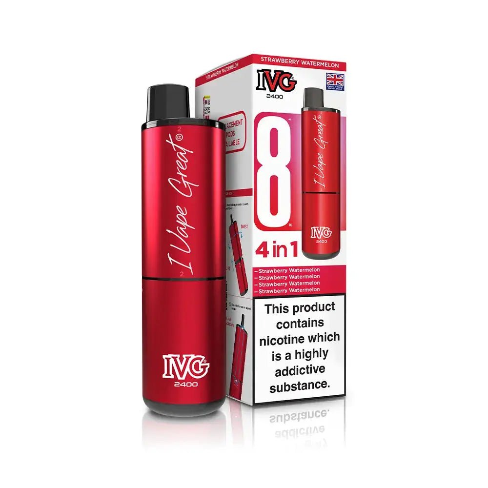 IVG 2400 Prefilled Vape Kit (5 Pack) -Strawberry Watermelon-Planet Puff