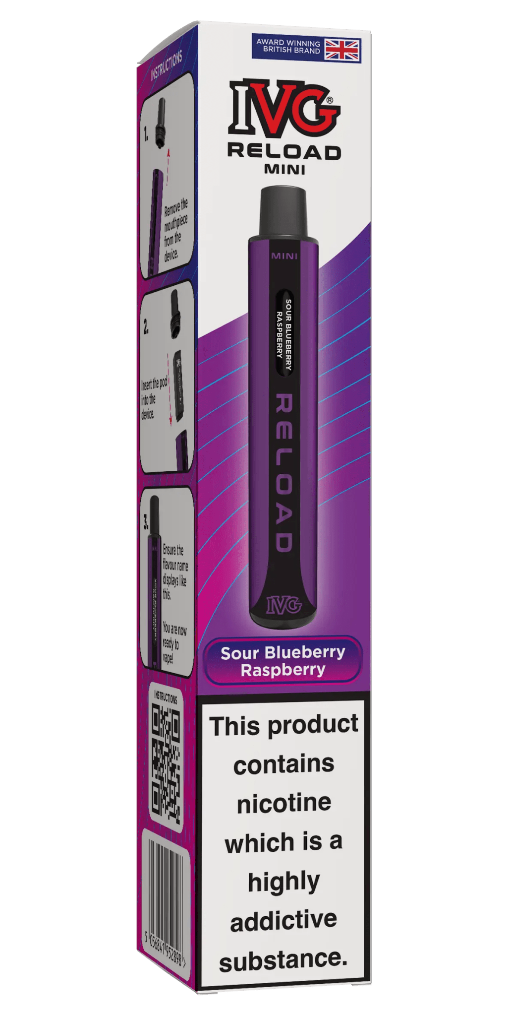 IVG Reload Mini Prefilled Pod Kit -Sour Blueberry Raspberry-Planet Puff