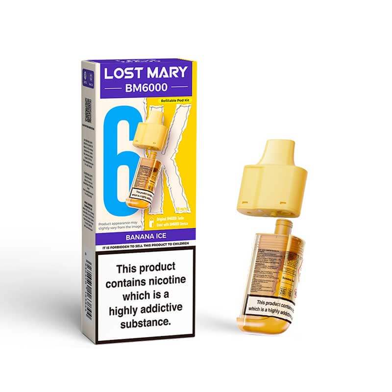 Lost Mary BM6000 Refill Pods | Prefilled Pod & Refill Container -Banana Ice-Planet Puff