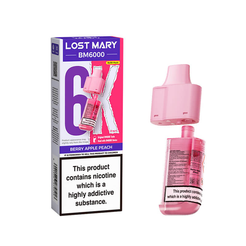 Lost Mary BM6000 Refill Pods | Prefilled Pod & Refill Container -Berry Apple Peach-Planet Puff