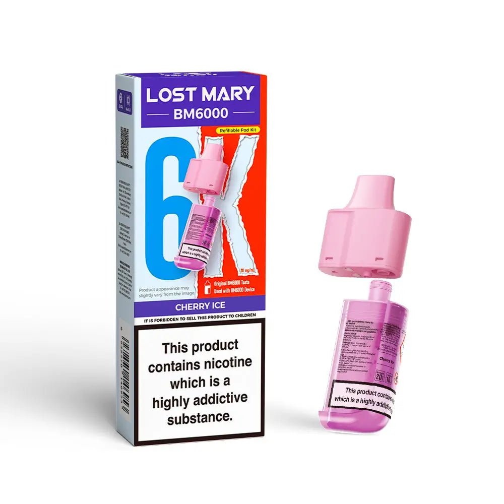 Lost Mary BM6000 Refill Pods | Prefilled Pod & Refill Container -Cherry Ice-Planet Puff