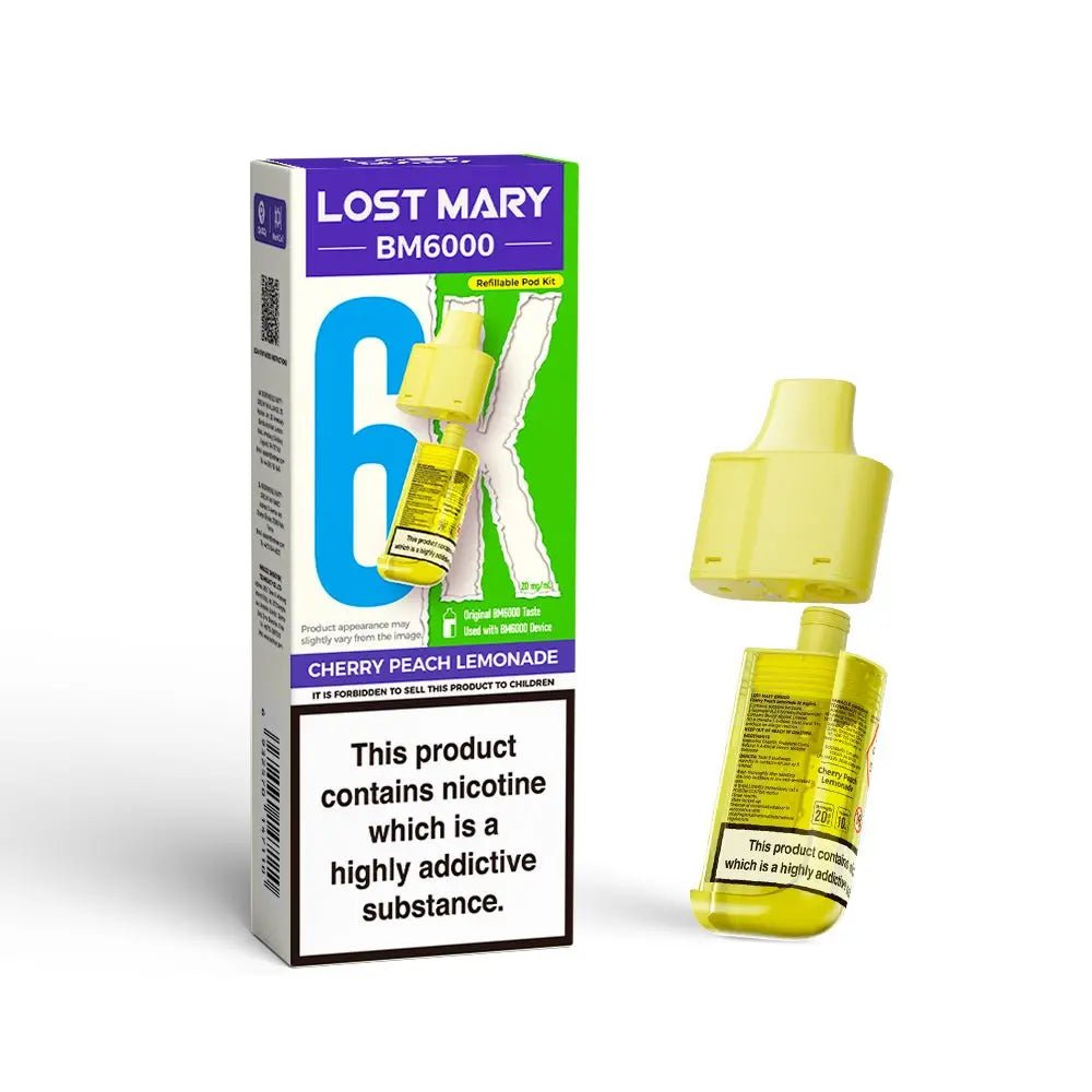 Lost Mary BM6000 Refill Pods | Prefilled Pod & Refill Container -Cherry Peach Lemonade-Planet Puff