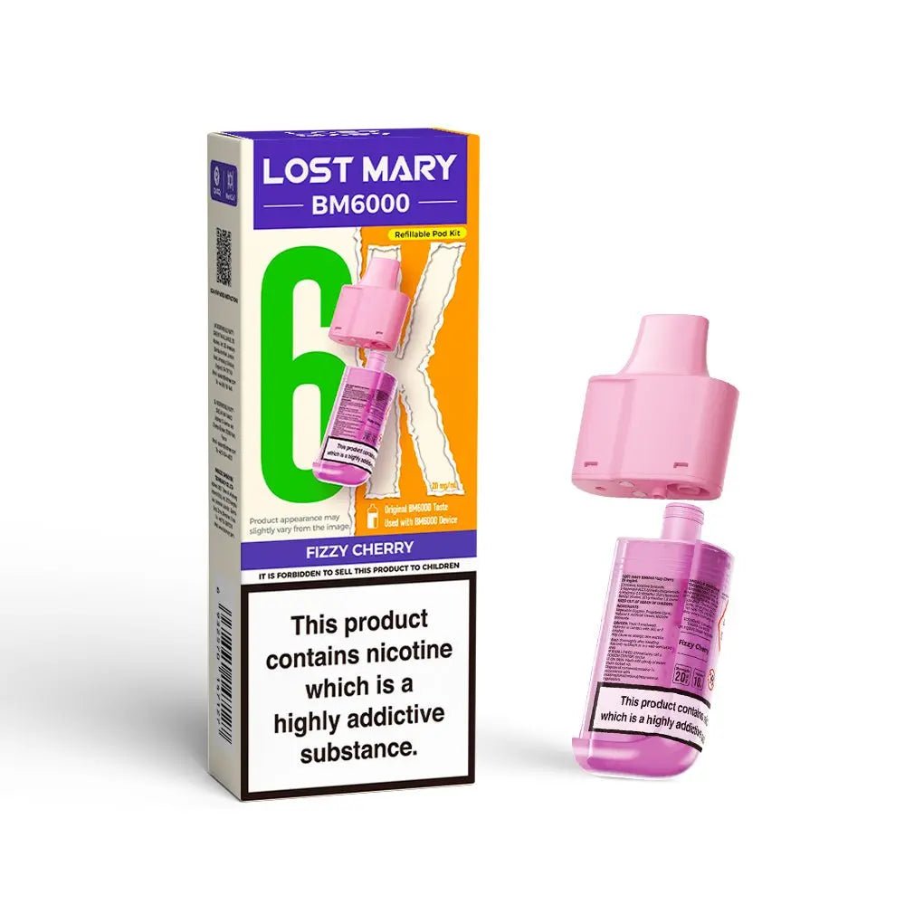 Lost Mary BM6000 Refill Pods | Prefilled Pod & Refill Container -Fizzy Cherry-Planet Puff