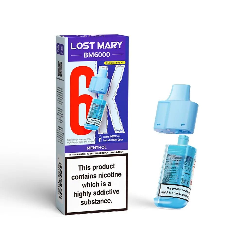 Lost Mary BM6000 Refill Pods | Prefilled Pod & Refill Container -Menthol-Planet Puff