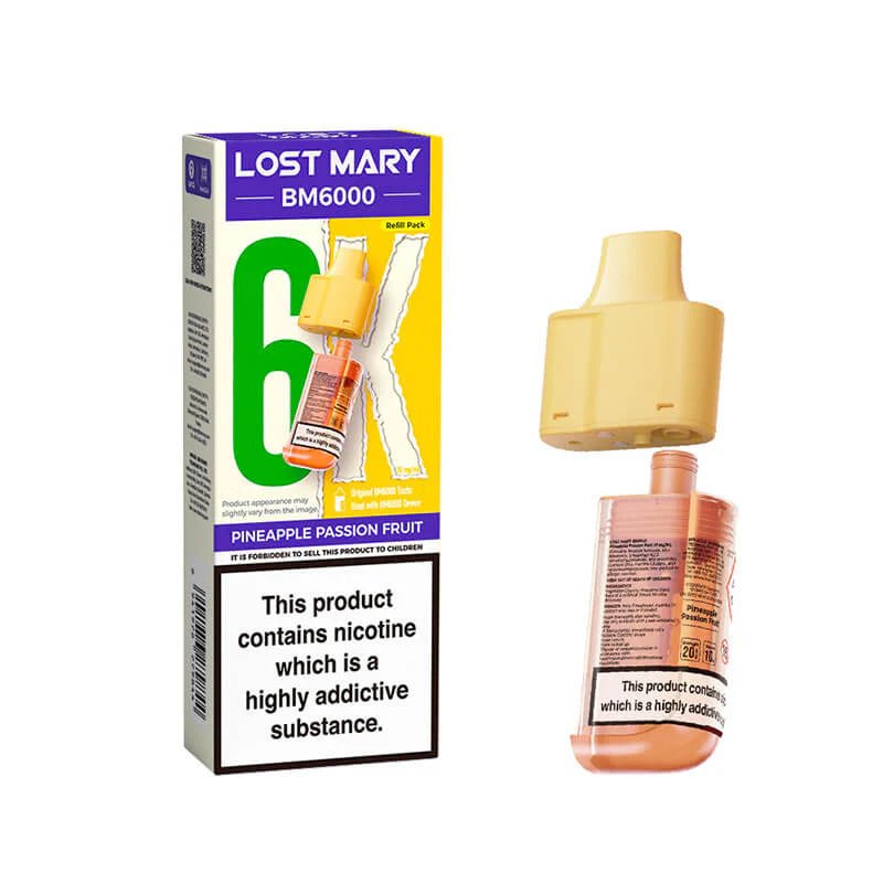 Lost Mary BM6000 Refill Pods | Prefilled Pod & Refill Container -Pineapple Passionfruit-Planet Puff