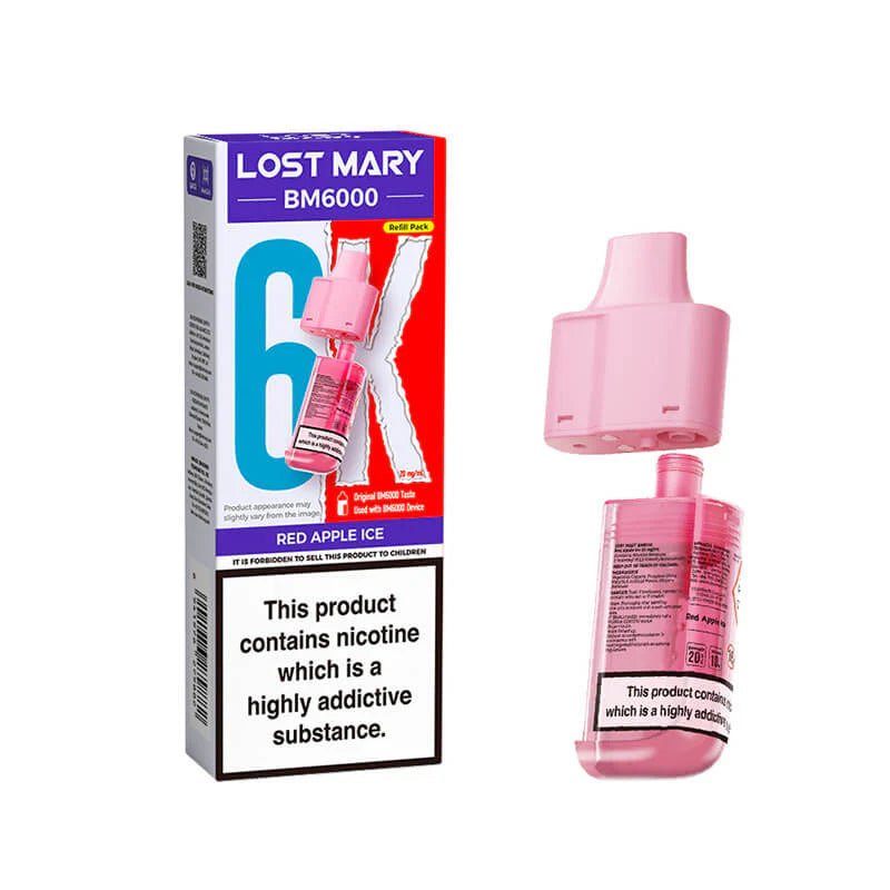 Lost Mary BM6000 Refill Pods | Prefilled Pod & Refill Container -Red Apple Ice-Planet Puff