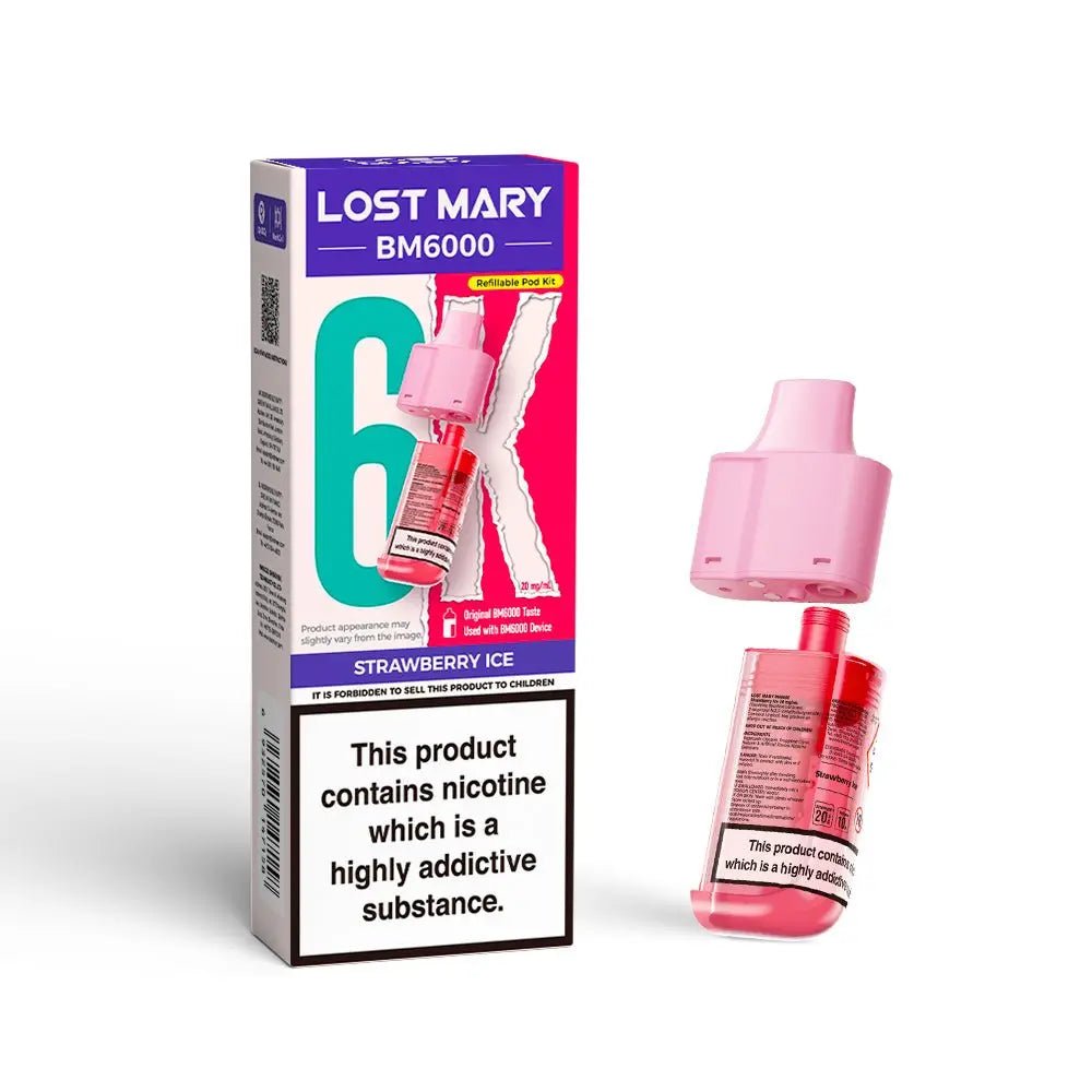 Lost Mary BM6000 Refill Pods | Prefilled Pod & Refill Container -Strawberry Ice-Planet Puff