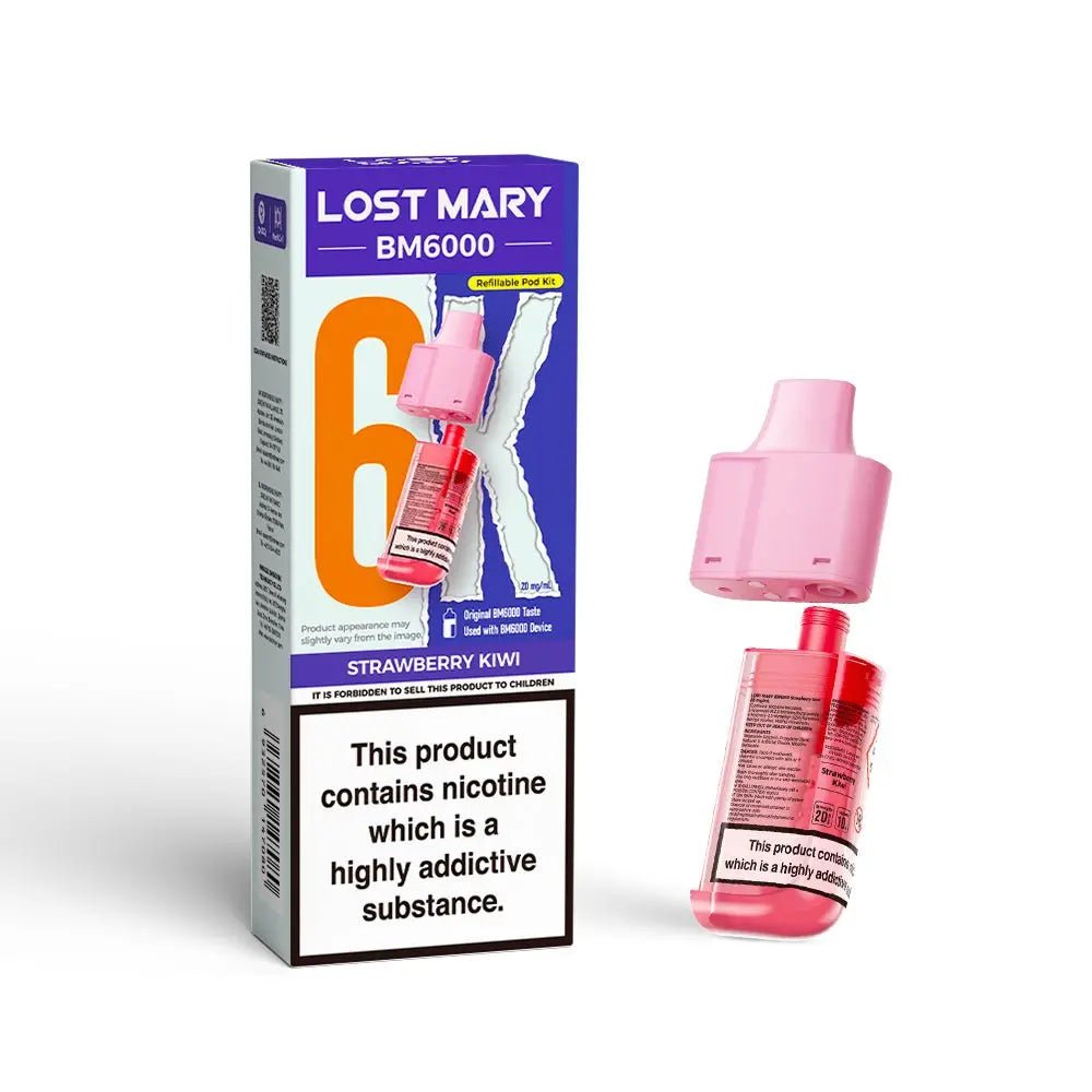Lost Mary BM6000 Refill Pods | Prefilled Pod & Refill Container -Strawberry Kiwi-Planet Puff