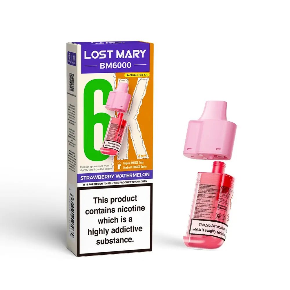 Lost Mary BM6000 Refill Pods | Prefilled Pod & Refill Container -Strawberry Watermelon-Planet Puff