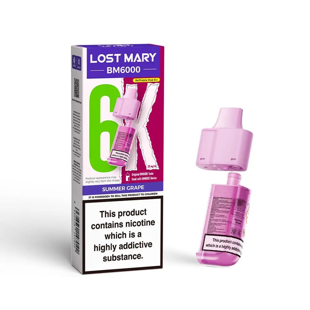 Lost Mary BM6000 Refill Pods | Prefilled Pod & Refill Container -Summer grape-Planet Puff