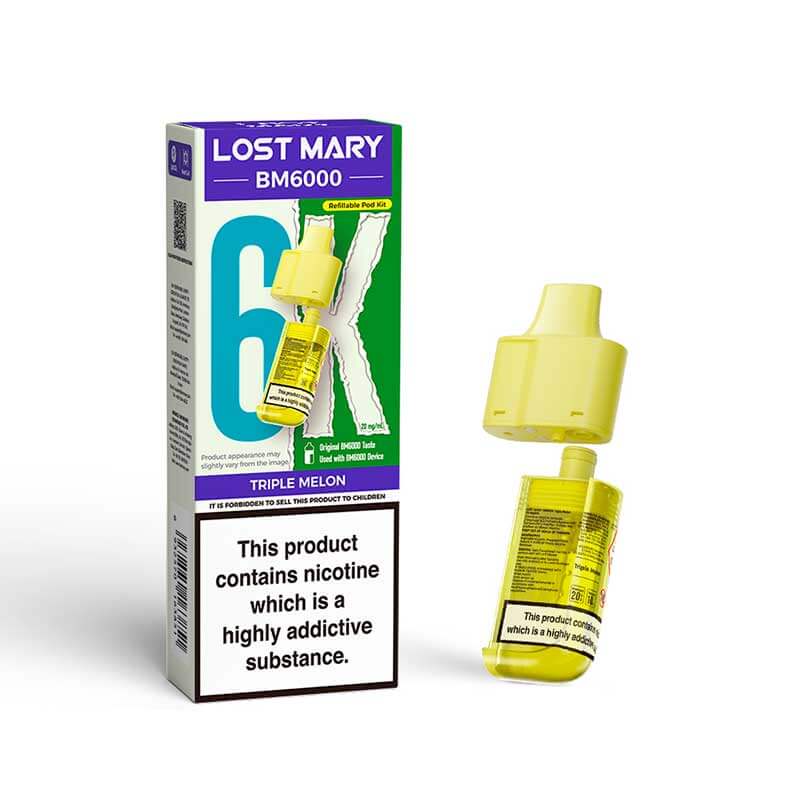 Lost Mary BM6000 Refill Pods | Prefilled Pod & Refill Container -Triple Melon-Planet Puff