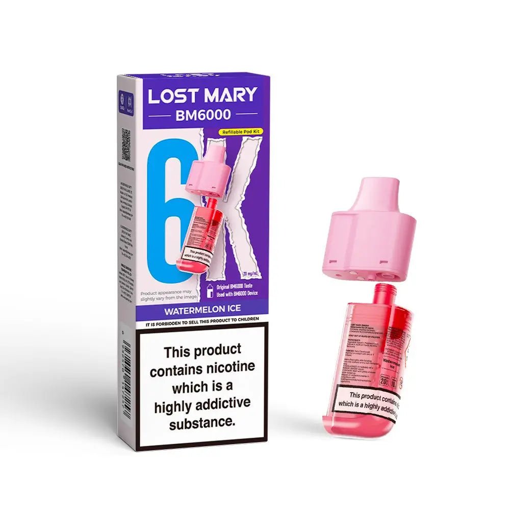 Lost Mary BM6000 Refill Pods | Prefilled Pod & Refill Container -Watermelon Ice-Planet Puff
