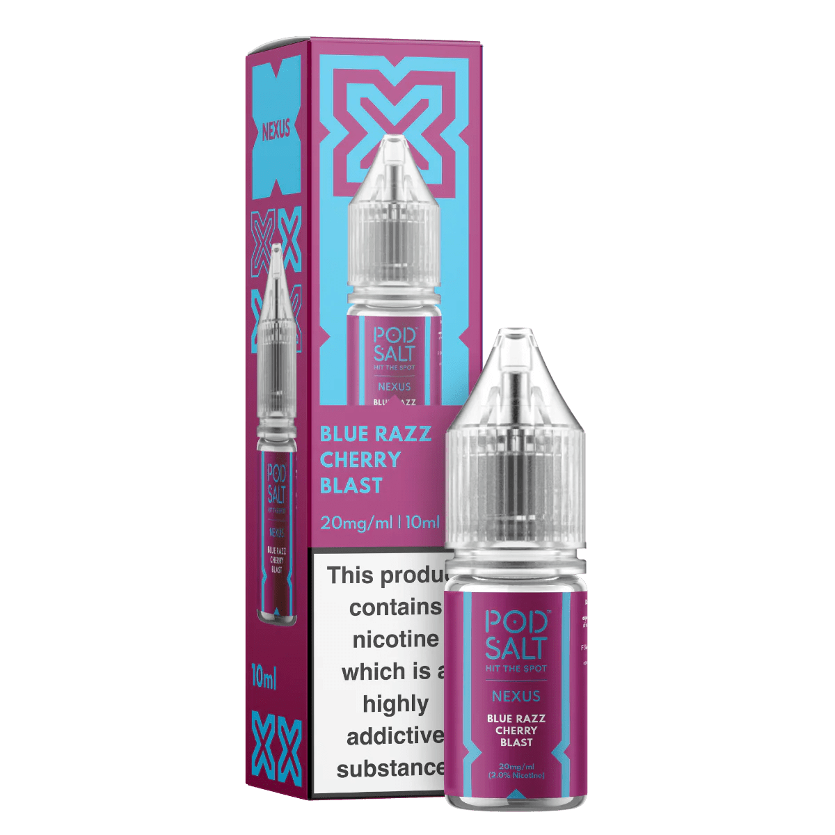 Pod Salt Vape Juice Nexus 10ml | Nic Salts - Blue Razz Cherry Blast-Planet Puff