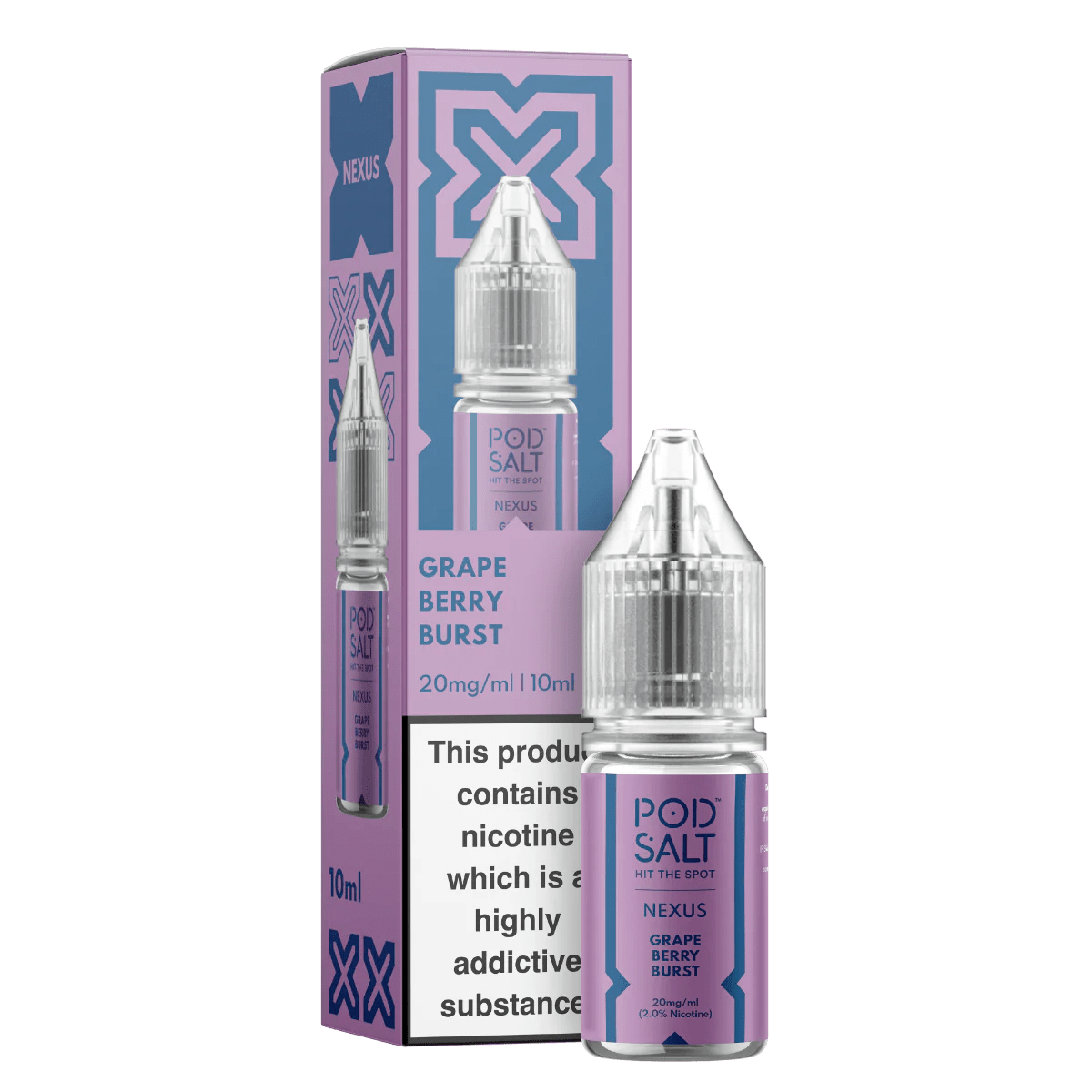 Pod Salt Vape Juice Nexus 10ml | Nic Salts - Grape Berry Burst-Planet Puff