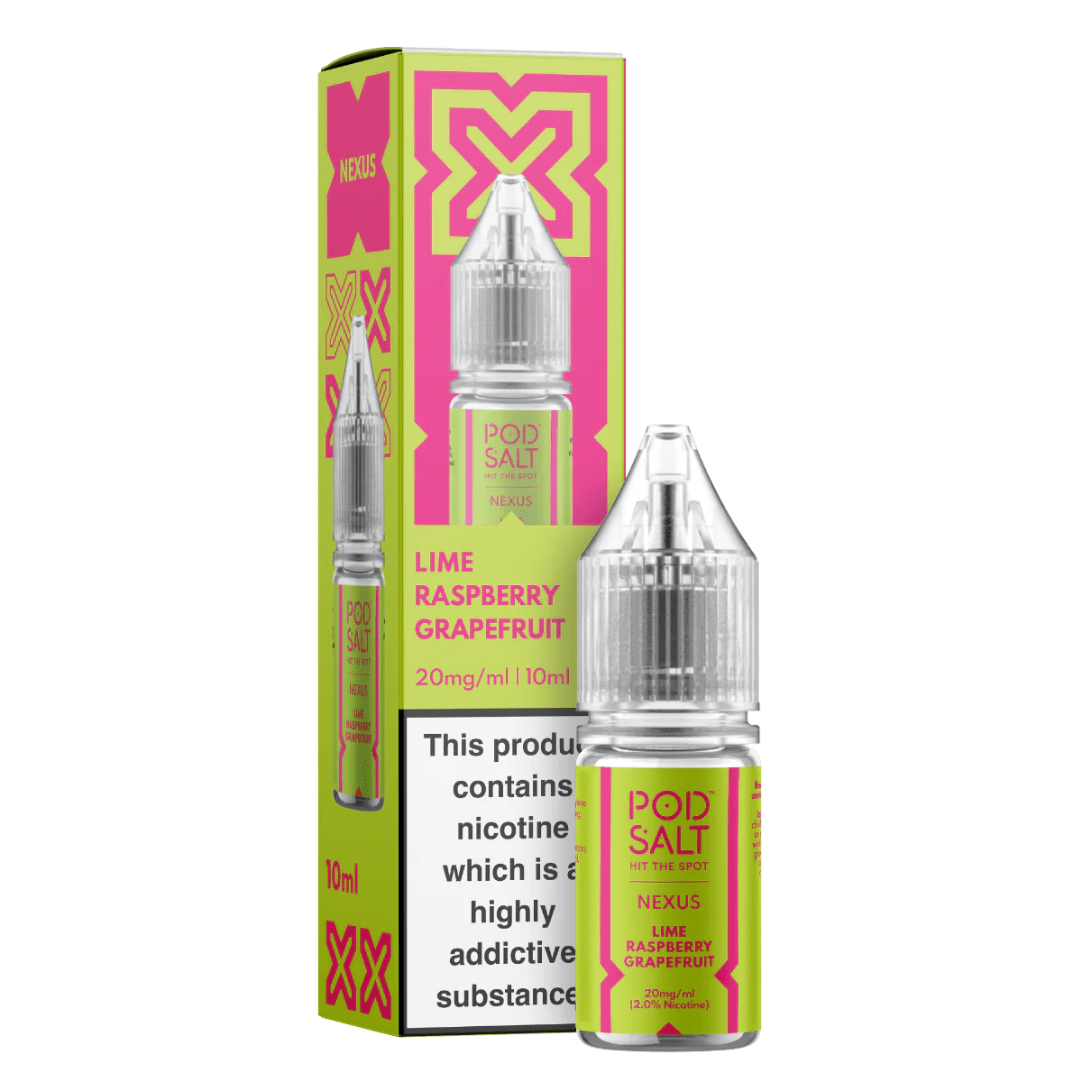 Pod Salt Vape Juice Nexus 10ml | Nic Salts - Lime Raspberry Grapefruit-Planet Puff