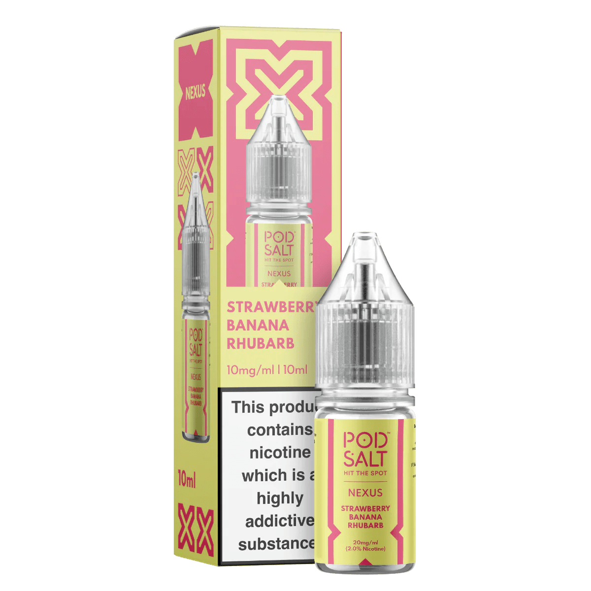 Pod Salt Vape Juice Nexus 10ml | Nic Salts - Strawberry Banana Rhubarb-Planet Puff