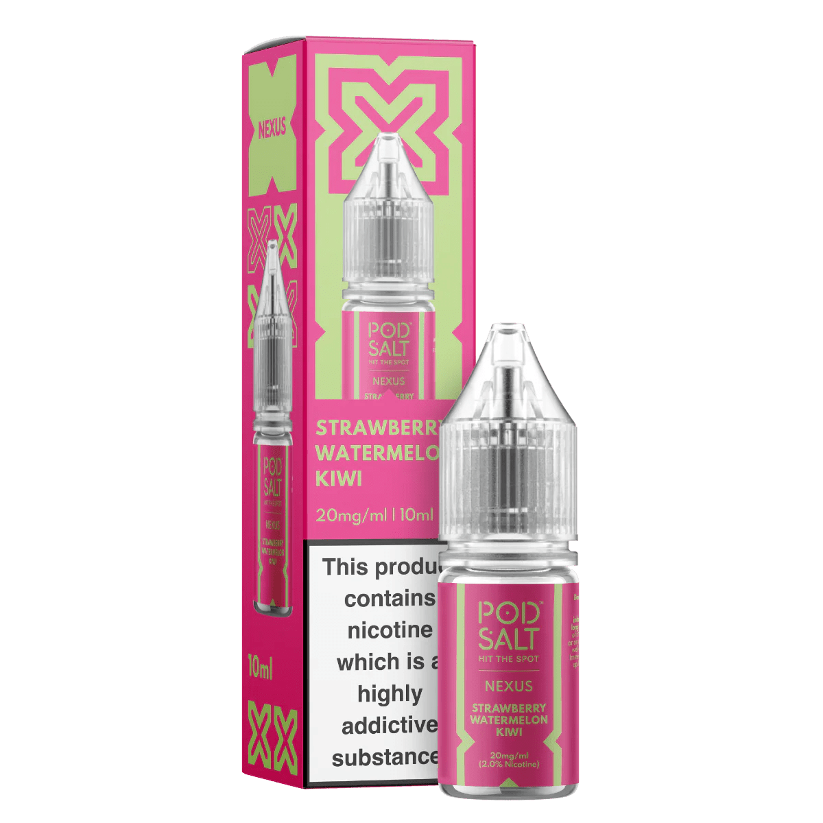 Pod Salt Vape Juice Nexus 10ml | Nic Salts - Strawberry Watermelon Kiwi-Planet Puff