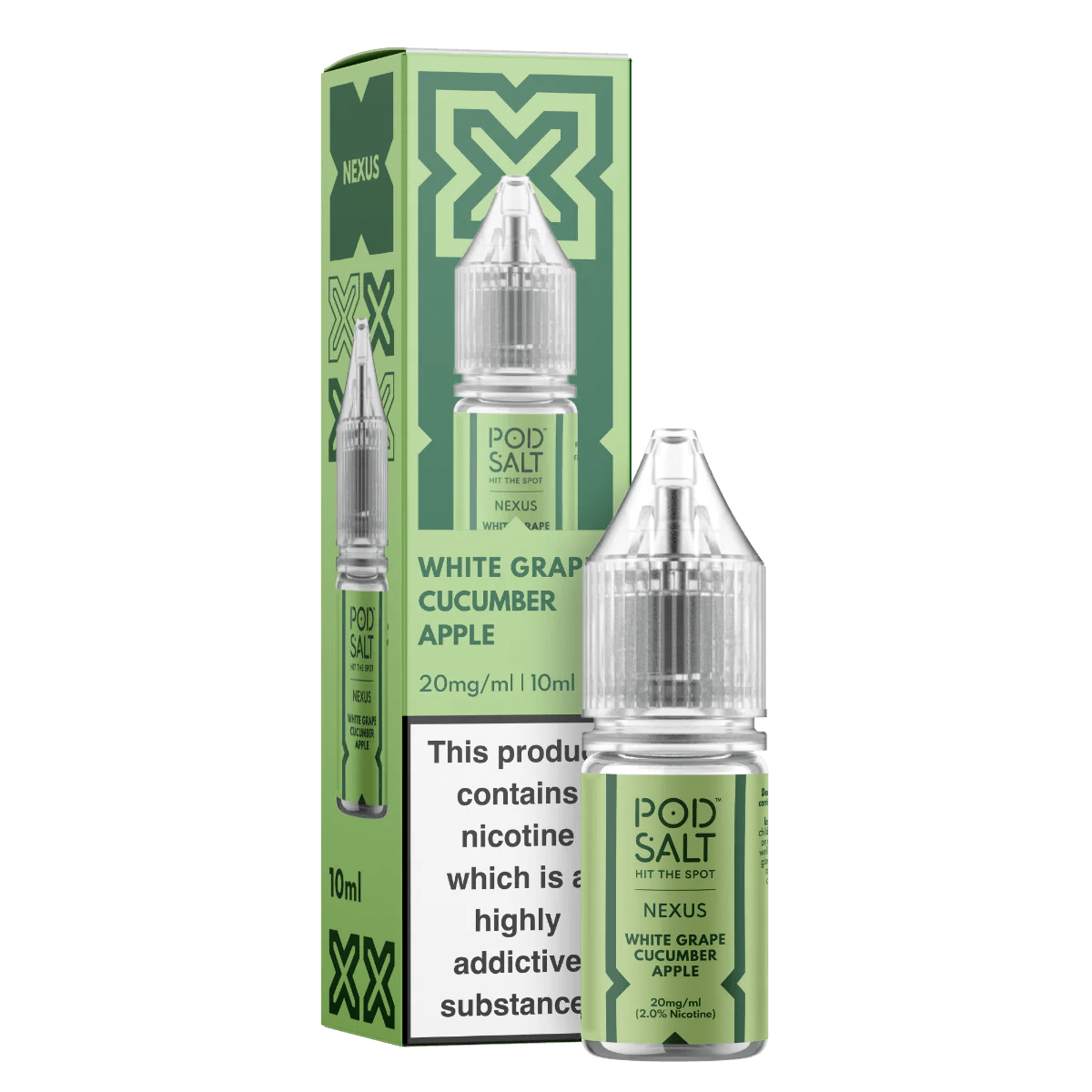 Pod Salt Vape Juice Nexus 10ml | Nic Salts - White Grape Cucumber Apple-Planet Puff