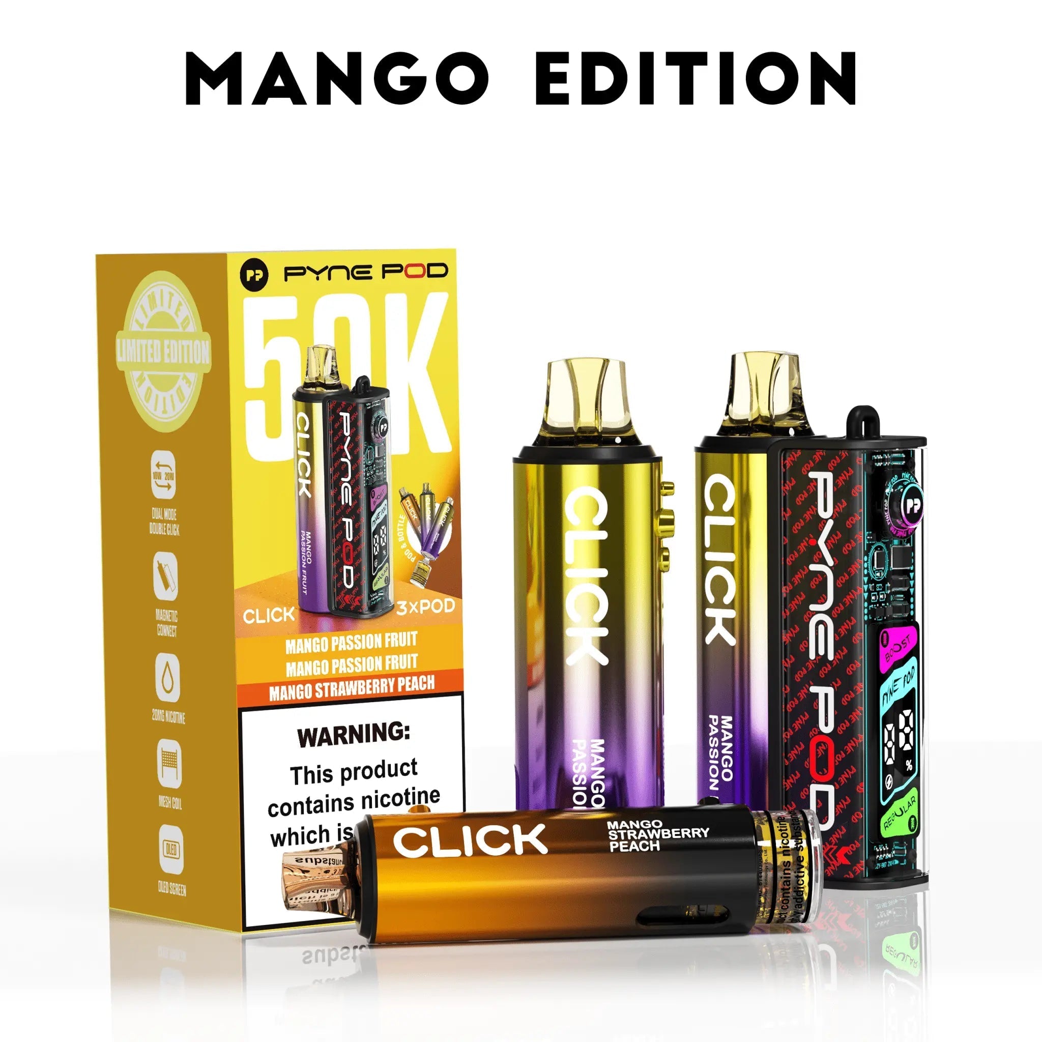 Pyne Pod 50K Click Prefilled Pod Kit -Mango Edition-Planet Puff