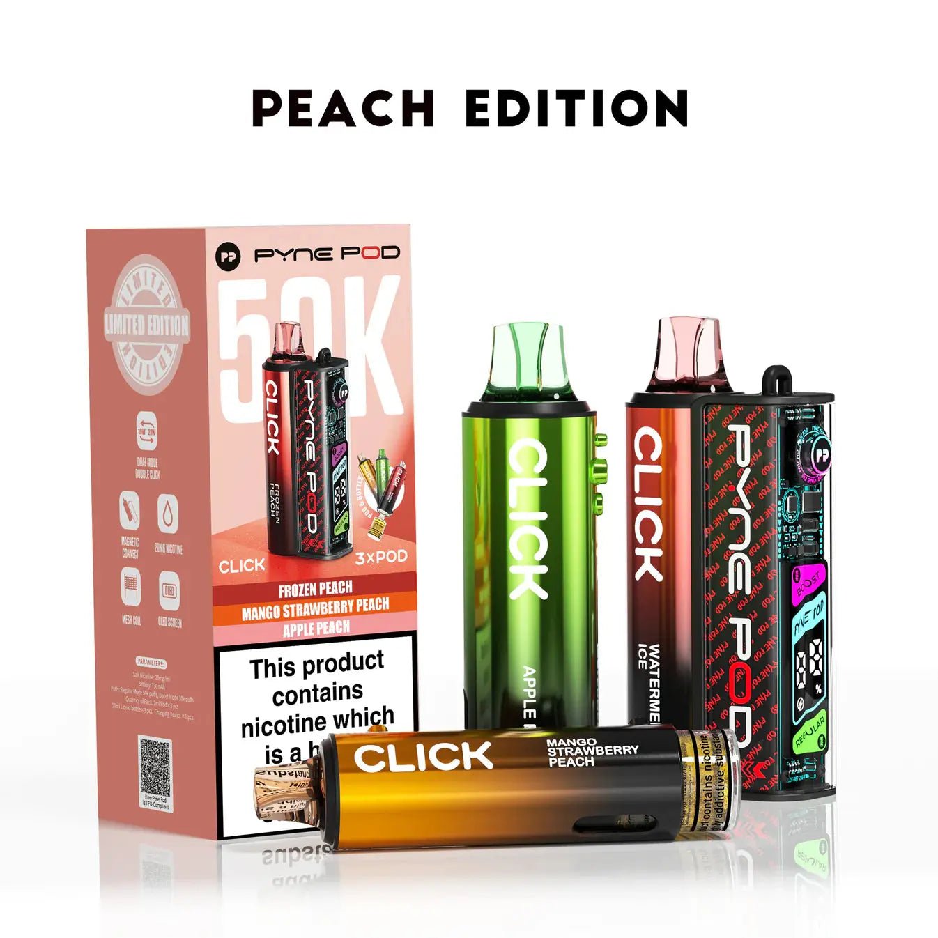 Pyne Pod 50K Click Prefilled Pod Kit -Peach Edition-Planet Puff